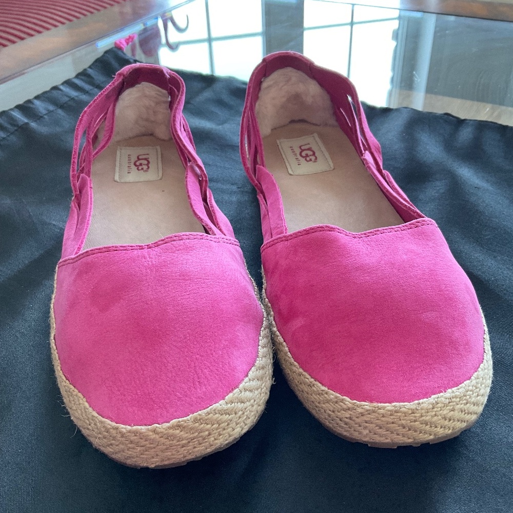 Ugg pink Barbie suede espadrille flats  women US size 8 new